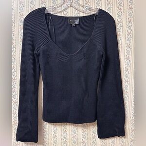 Anthropologie Line And Dot Melissa Black Bell Sleeve Sweater Womens Size Small